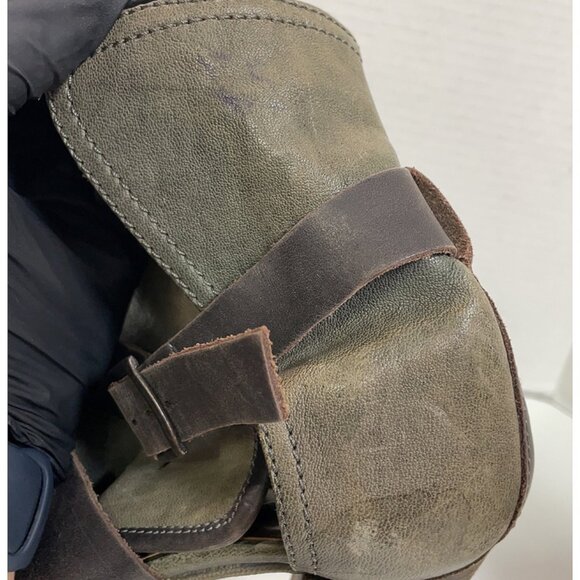 🐊 Chloe Leather Gladiator Heels | Wood Platform | Green Brown Strappy 38.5 - Picture 7 of 16